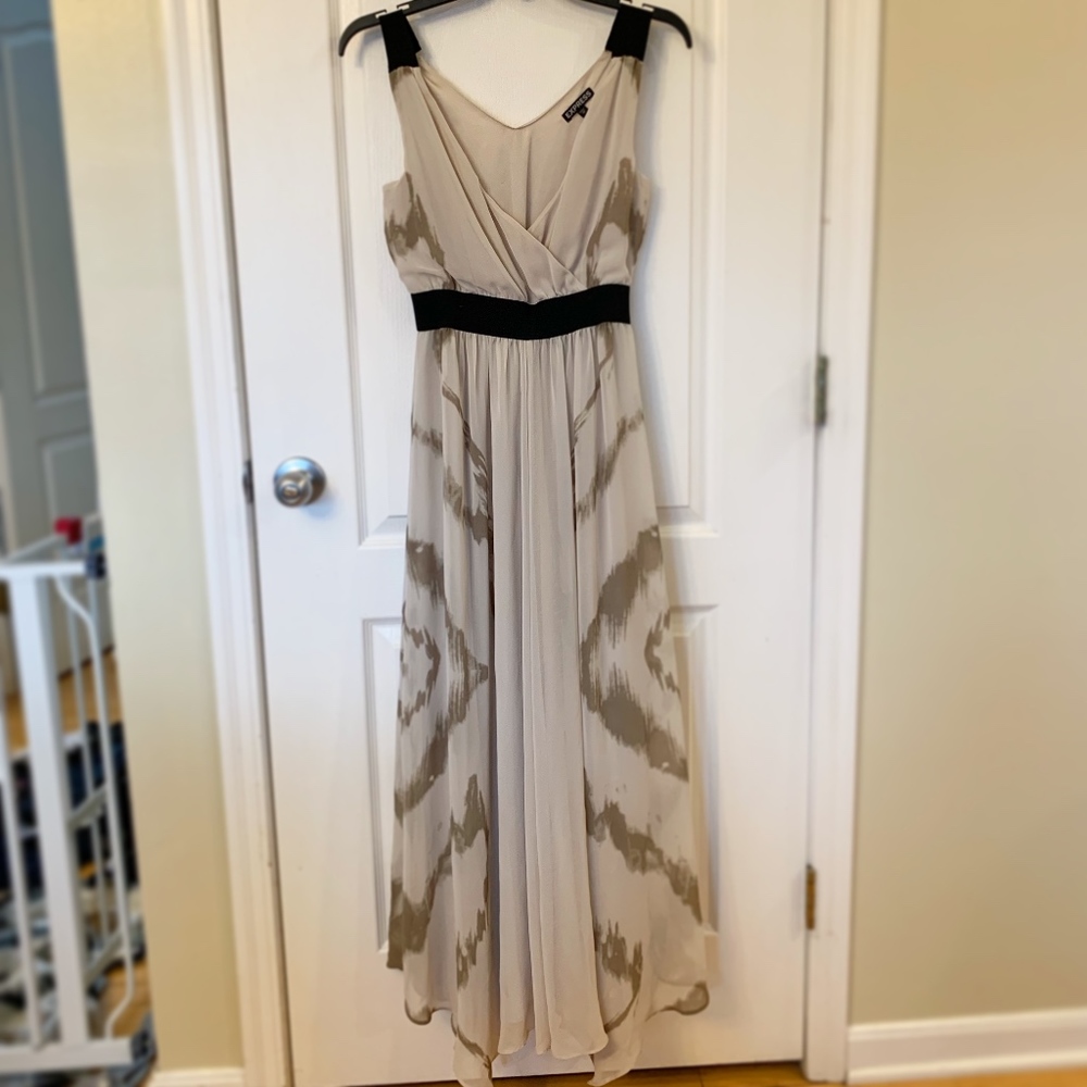 Express Beige/Black Sleeveless Maxi Dress, XS